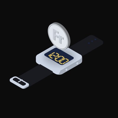 Swiss Franc Floating Over a Watch - illustration from Crypto & Currency Watch Float