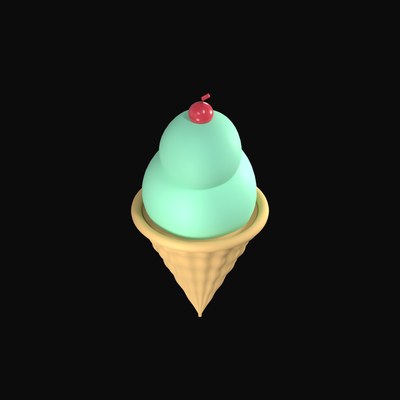 Mint Ice Cream Cone 3D Icon - 3D icon from Clay Food 3D