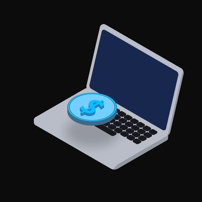 Argentine Peso Floating Over a Laptop (Back) - illustration from Crypto & Currency Laptop Float
