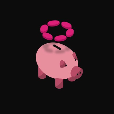 Polkadot Floating Over a Piggy Bank (Back) - animated icon from Crypto & Currency Piggy Bank Float