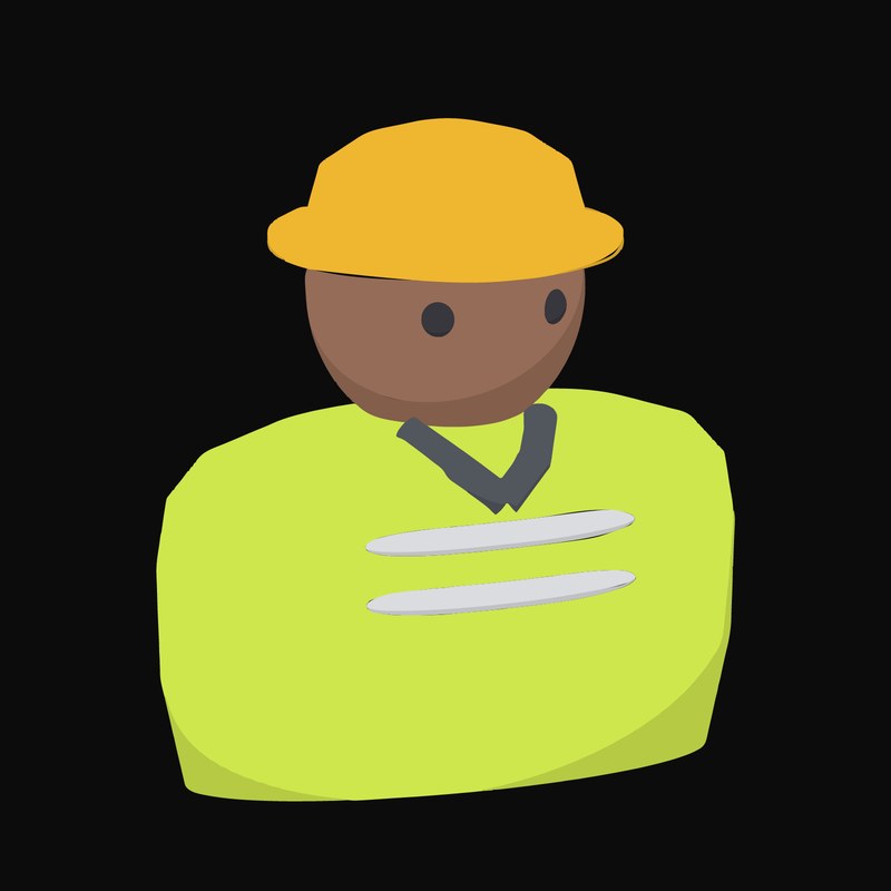 Builder in a Yellow Hard Hat and Hi-Vis Vest Animated Icon - animated icon from People and Profession Avatar Animated Icons