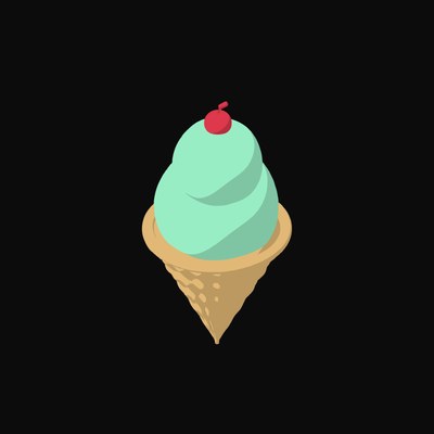 Mint Ice Cream Cone Animated Icon - animated icon from Clay Food Motion Icons