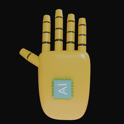 Amber Open Palm Robot Hand 3D Icon - 3D icon from Robot Hand Gestures 3D Icons
