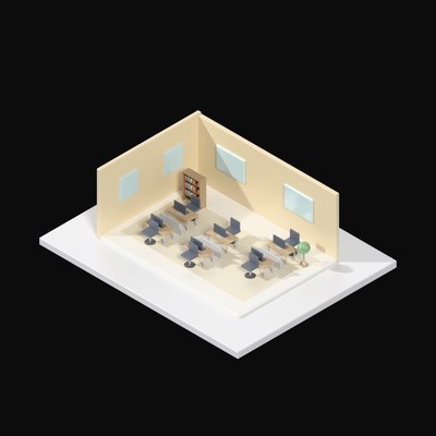 Open-Plan Bullpen - 3D icon from Interior Scenes