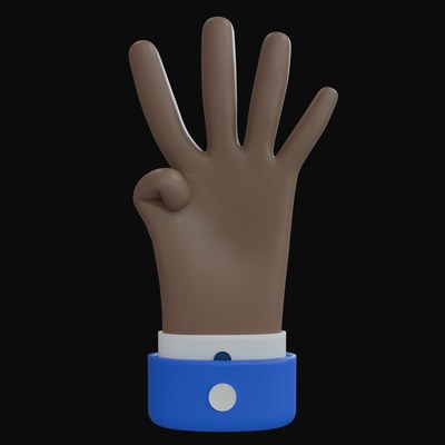 Brown Four Fingers Business Hand 3D Icon - 3D icon from Business Hand Gestures 3D Icons