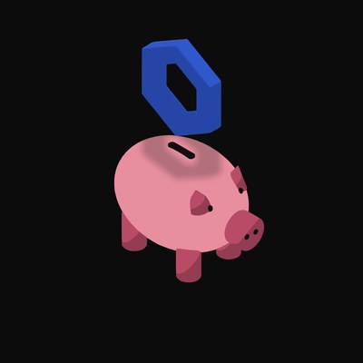 Chainlink Floating Over a Piggy Bank - animated icon from Crypto & Currency Piggy Bank Float