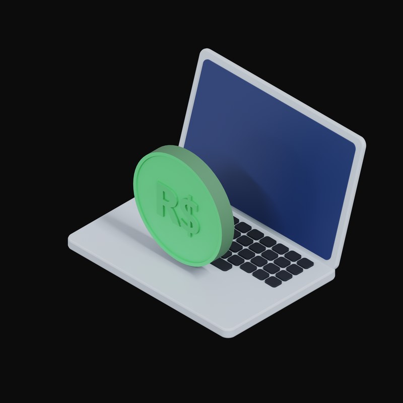 Brazilian Real Floating Over a Laptop - 3D icon from Crypto & Currency Laptop Float