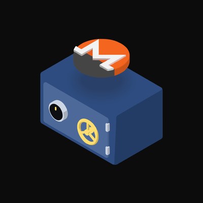 Monero Floating Over a Safe (Back) - animated icon from Crypto & Currency Safe Float