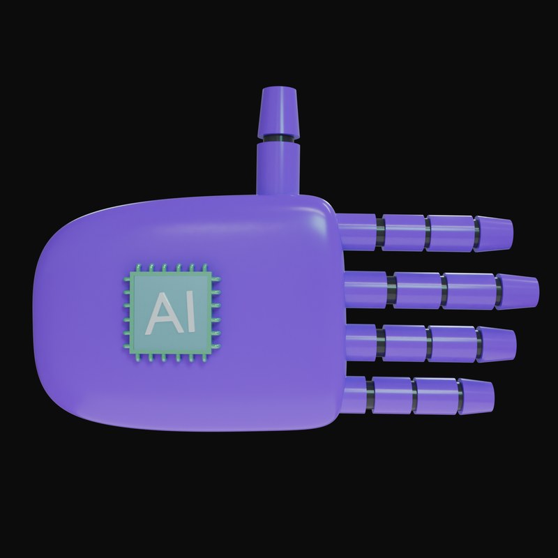Violet Open Hand Robot Hand 3D Icon - 3D icon from Robot Hand Gestures 3D Icons
