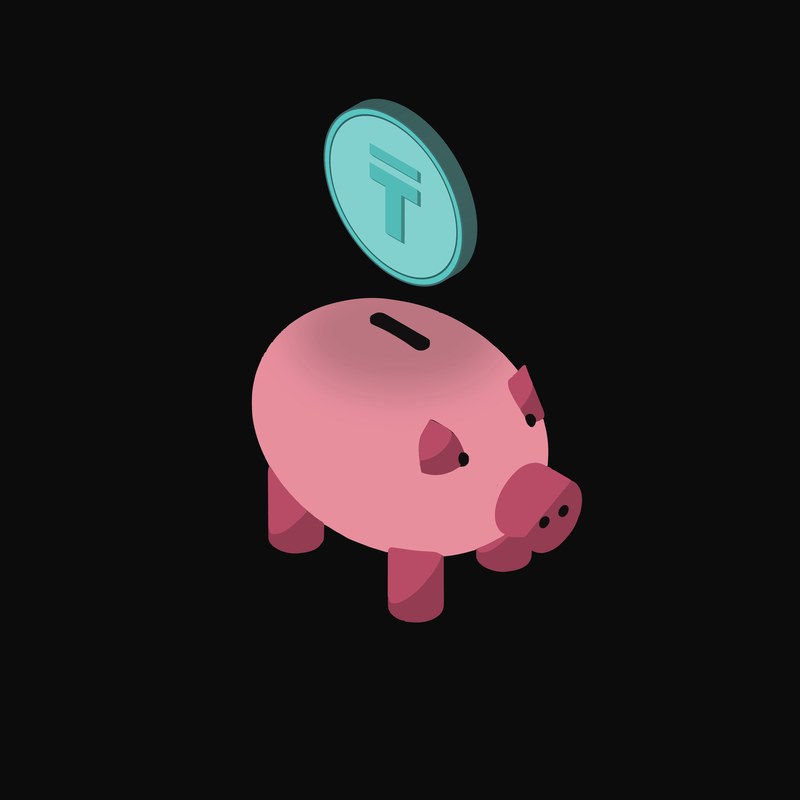 Kazakhstani Tenge Floating Over a Piggy Bank - illustration from Crypto & Currency Piggy Bank Float