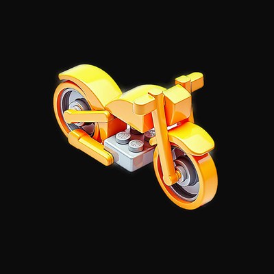 Orange Toy Brick Motorcycle - Plastic 2 - 3D icon from Toy Brick Vehicles - Plastic