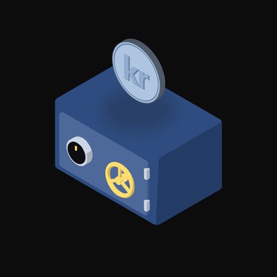 Swedish Krona Floating Over a Safe - animated icon from Crypto & Currency Safe Float