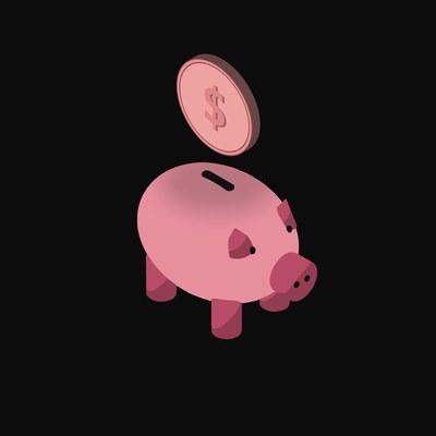 Canadian Dollar Floating Over a Piggy Bank - animated icon from Crypto & Currency Piggy Bank Float