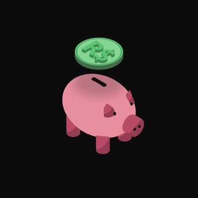 Brazilian Real Floating Over a Piggy Bank (Back) - animated icon from Crypto & Currency Piggy Bank Float