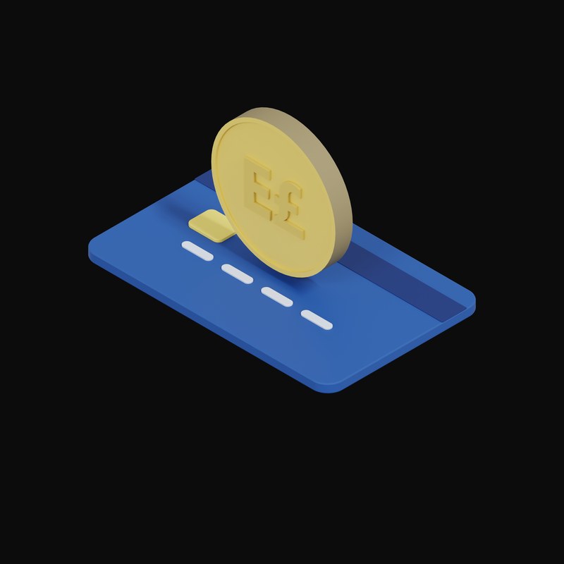Egyptian Pound Floating Over a Credit Card - 3D icon from Crypto & Currency Credit Card Float