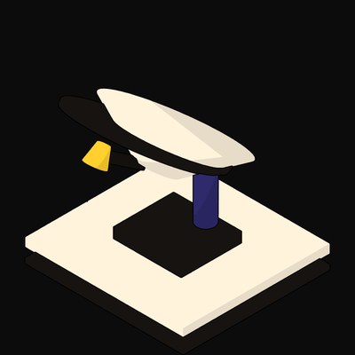 Cream Satellite Dish on a Plum Mast - illustration from Neo Brutalist AI Hardware Icons