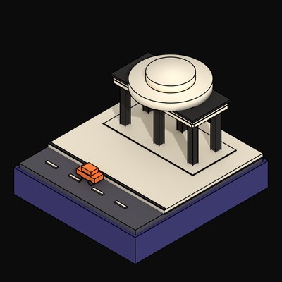 Coffered Concrete Dome on a Colonnade of Piloti - 3D icon from Neo Brutalist Scenes