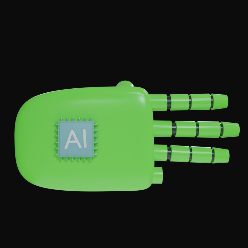 Green Three Fingers Robot Hand 3D Icon - 3D icon from Robot Hand Gestures 3D Icons
