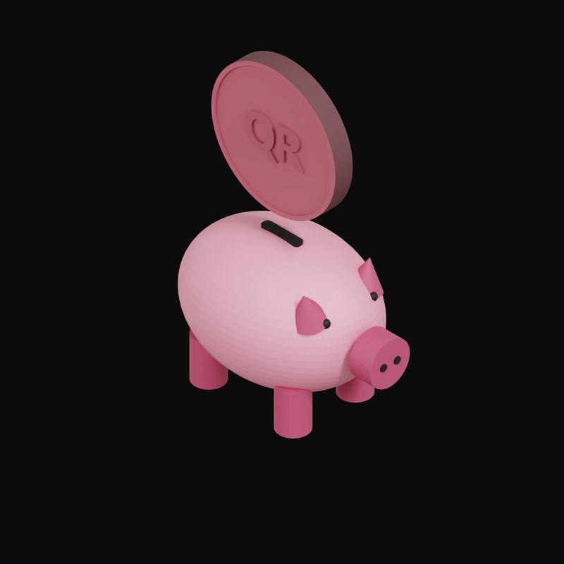 Qatari Riyal Floating Over a Piggy Bank - 3D icon from Crypto & Currency Piggy Bank Float