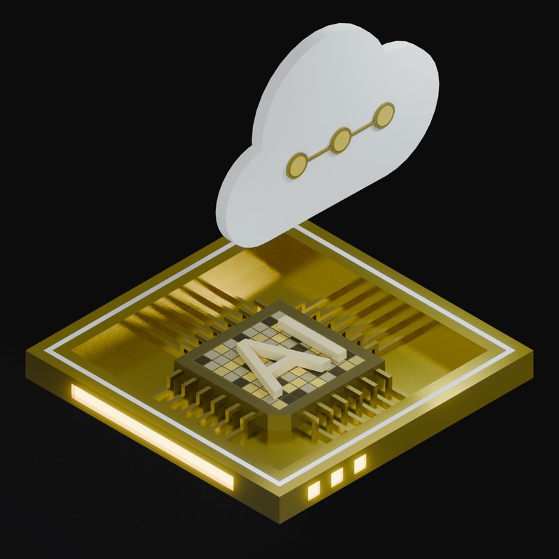 Gold AI Cloud Chip 3D Icon - 3D icon from AI Cloud Chips