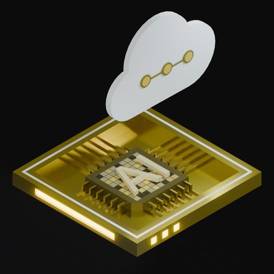 Gold AI Cloud Chip 3D Icon - 3D icon from AI Cloud Chips