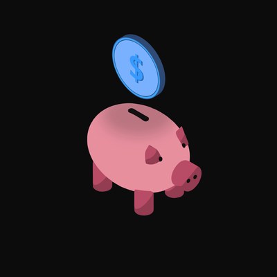 USD Coin Floating Over a Piggy Bank - animated icon from Crypto & Currency Piggy Bank Float