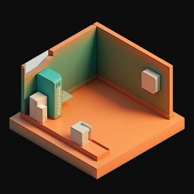 Forest Green Pharmacy with a Drawer Wall - 3D icon from Isometric Clay Room Scenes