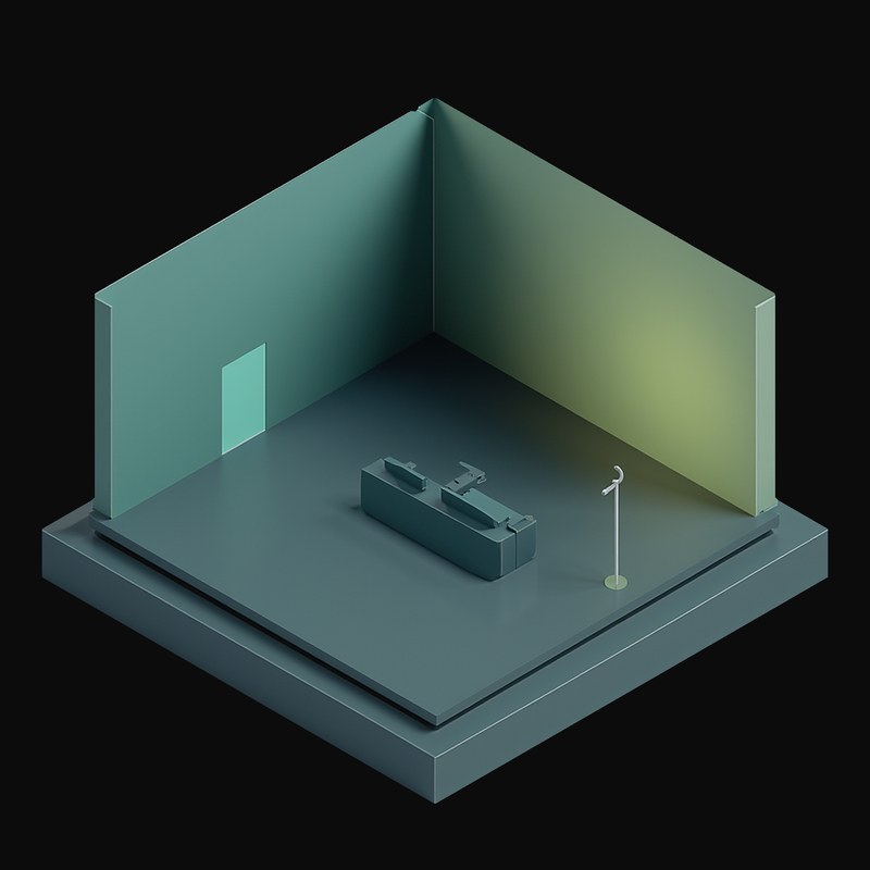 Green Bank Branch with a Teller Counter - 3D icon from Isometric Clay Room Scenes