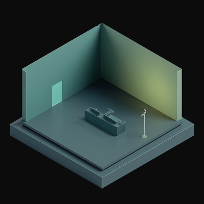 Green Bank Branch with a Teller Counter - 3D icon from Isometric Clay Room Scenes