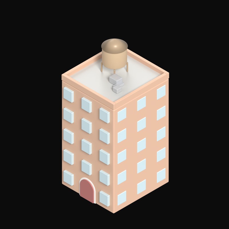 Brick Walk-Up Apartments - 3D icon from Clay Buildings & Cottages