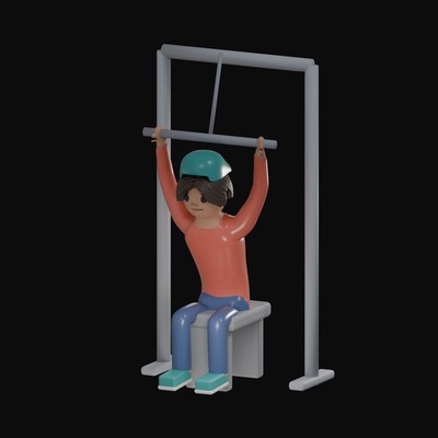 Man Pulling a Cable Bar to the Chest - 3D icon from Gym Workout Pose Figures 3D Icons