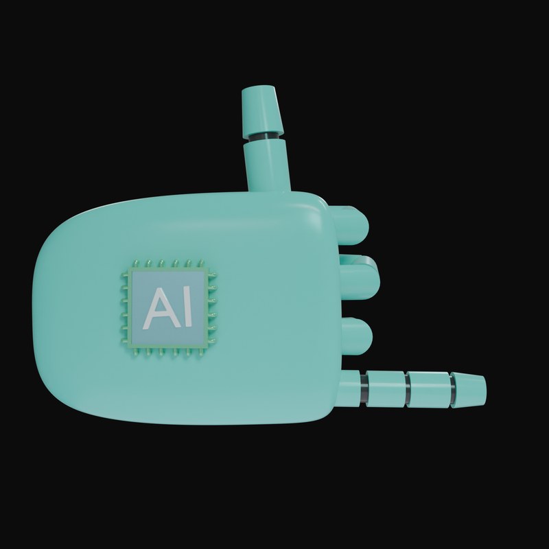Turquoise Rock On Robot Hand 3D Icon - 3D icon from Robot Hand Gestures 3D Icons