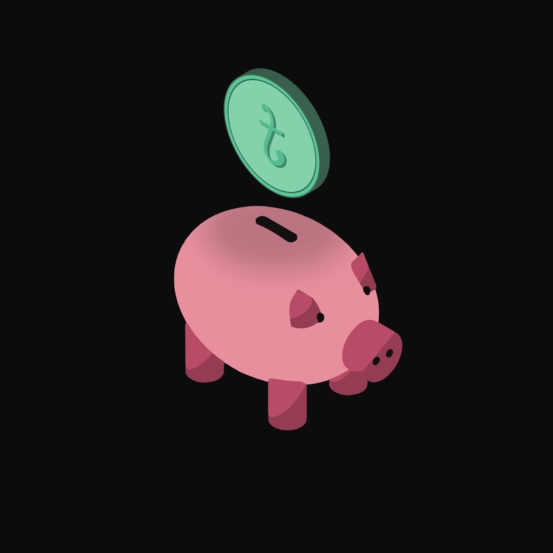 Bangladeshi Taka Floating Over a Piggy Bank - illustration from Crypto & Currency Piggy Bank Float