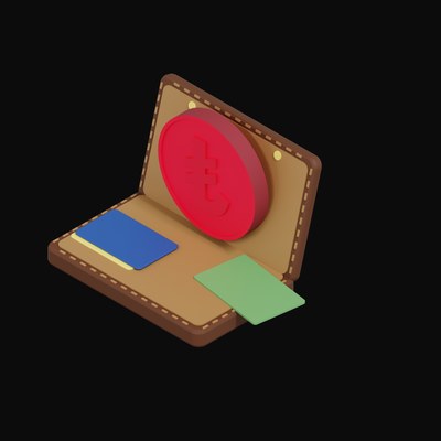 Turkish Lira Floating Over a Wallet - 3D icon from Crypto & Currency Wallet Float