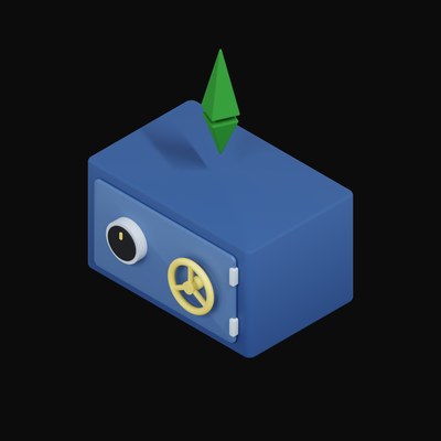 Ethereum Classic Floating Over a Safe - 3D icon from Crypto & Currency Safe Float