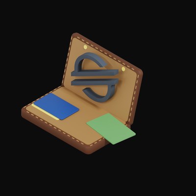 Stellar Floating Over a Wallet - 3D icon from Crypto & Currency Wallet Float