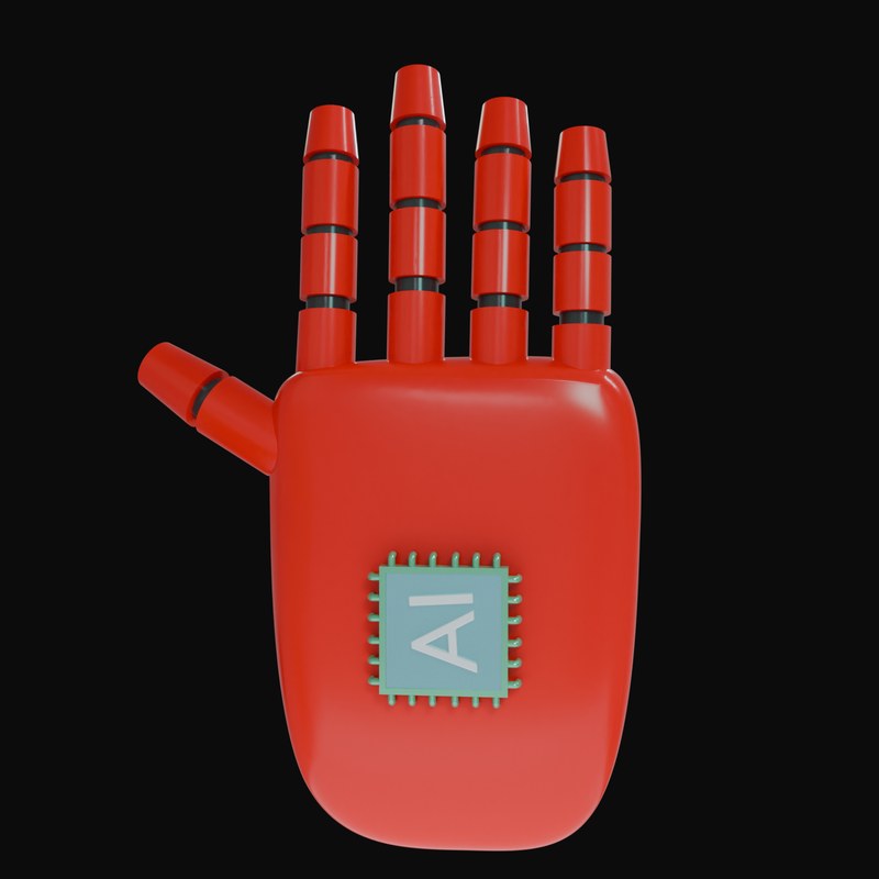 Red Open Palm Robot Hand 3D Icon - 3D icon from Robot Hand Gestures 3D Icons