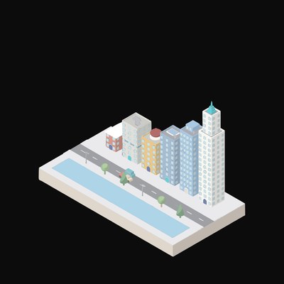 Waterfront Skyline - illustration from Isometric City Scene Illustrations