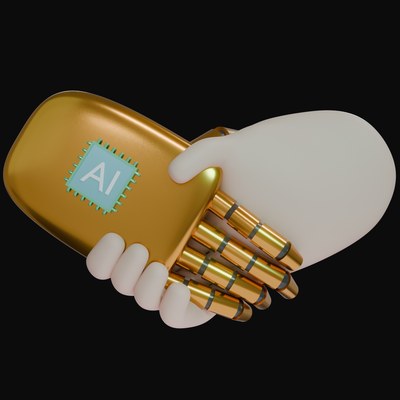 Bronze AI Handshake 3D Icon - 3D icon from AI Handshake 3D Icons