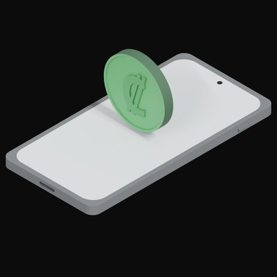 Phone Costa Rican Colon Floating - 3D icon from Crypto and World Currency Phone Float