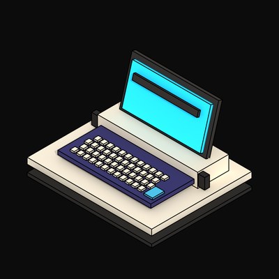 Cream Console Drawer with the Screen Up - 3D icon from Neo Brutalist AI Hardware