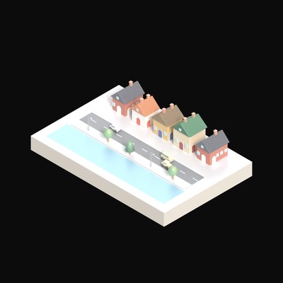 Harbour Wharf Row - 3D icon from City Scenes