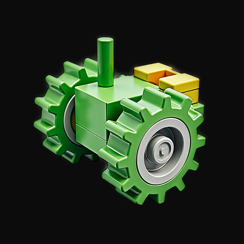 Green Toy Brick Tractor - Plastic 3 - 3D icon from Toy Brick Vehicles - Plastic
