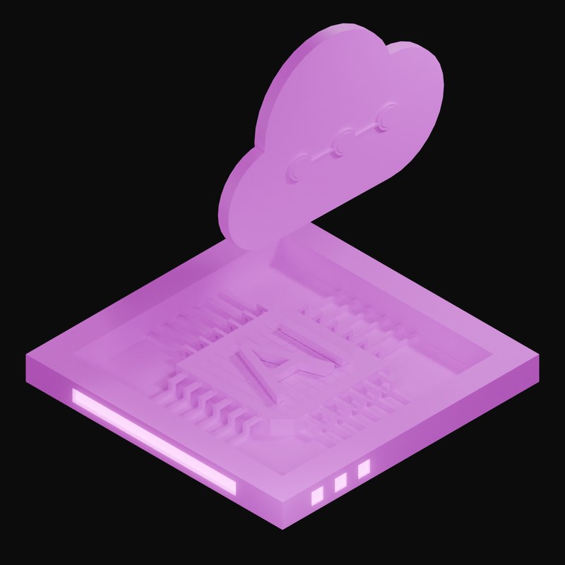 Magenta Glass AI Cloud Chip 3D Icon - 3D icon from AI Cloud Chips
