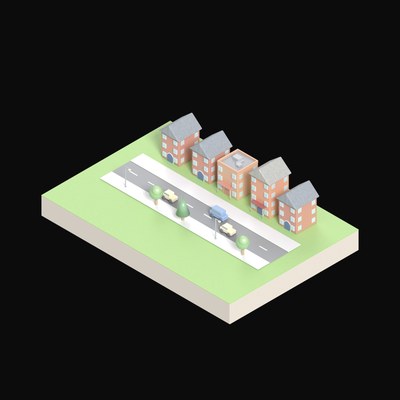 Suburban Townhouses - 3D icon from City Scenes