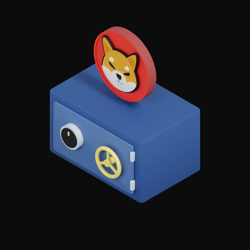 Shiba Inu Floating Over a Safe - 3D icon from Crypto & Currency Safe Float