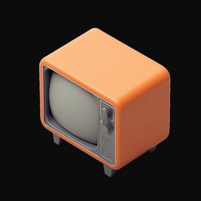 Burnt Orange Retro Television - 3D icon from Retro Tech & Devices