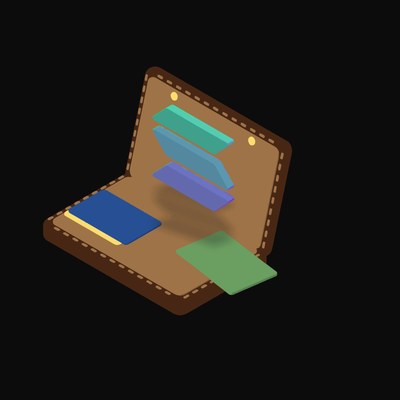 Solana Floating Over a Wallet - illustration from Crypto & Currency Wallet Float