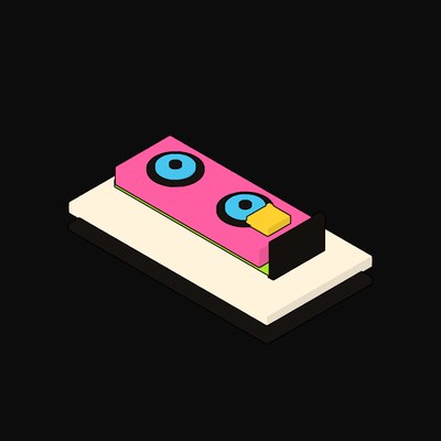 Pink Graphics Accelerator with Twin Fans - illustration from Neo Brutalist AI Hardware Icons