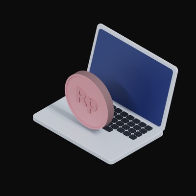 Indonesian Rupiah Floating Over a Laptop - 3D icon from Crypto & Currency Laptop Float